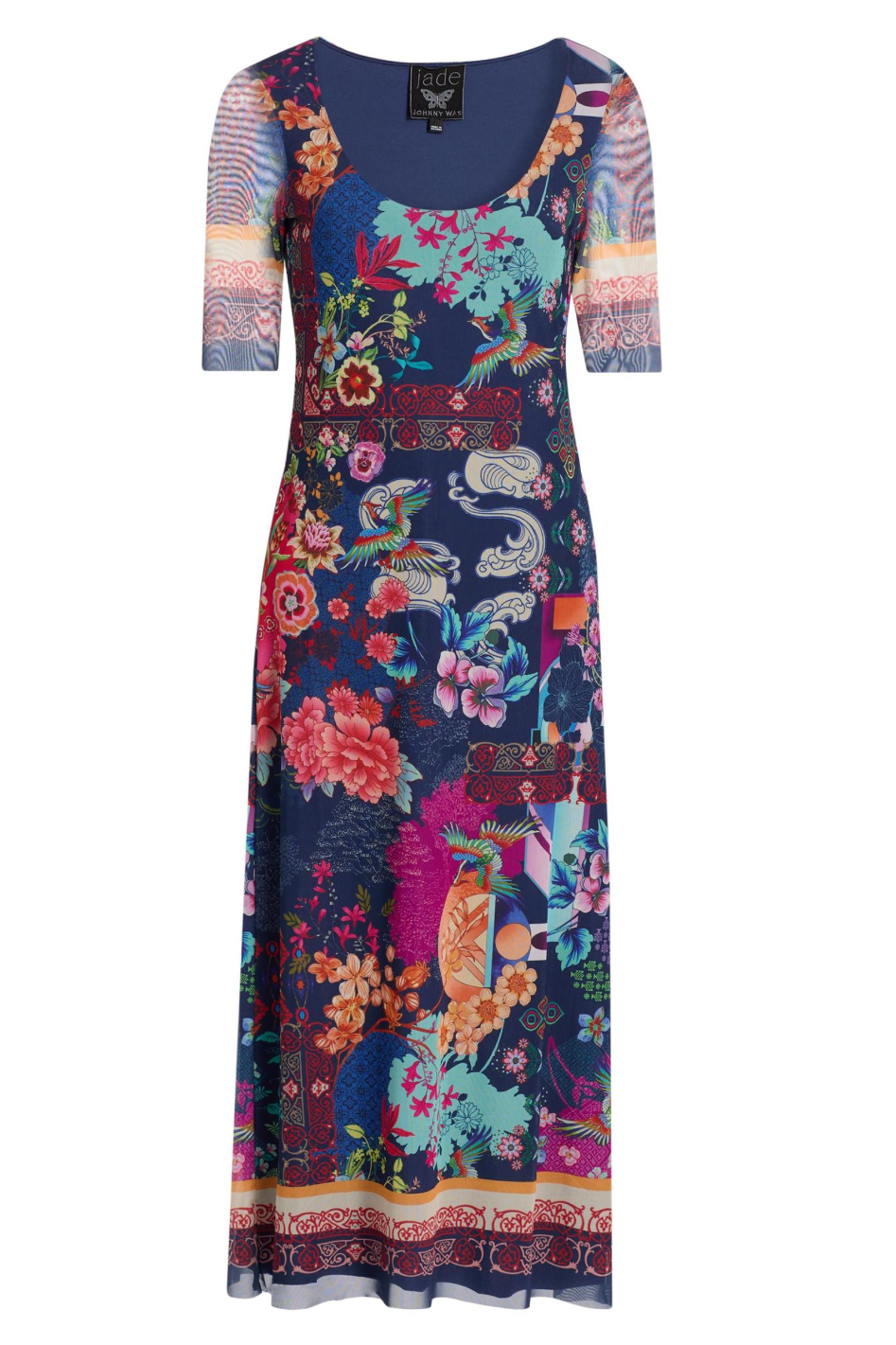 Johnny Was Maya Mesh Midi Dress in Dreamer Blue 