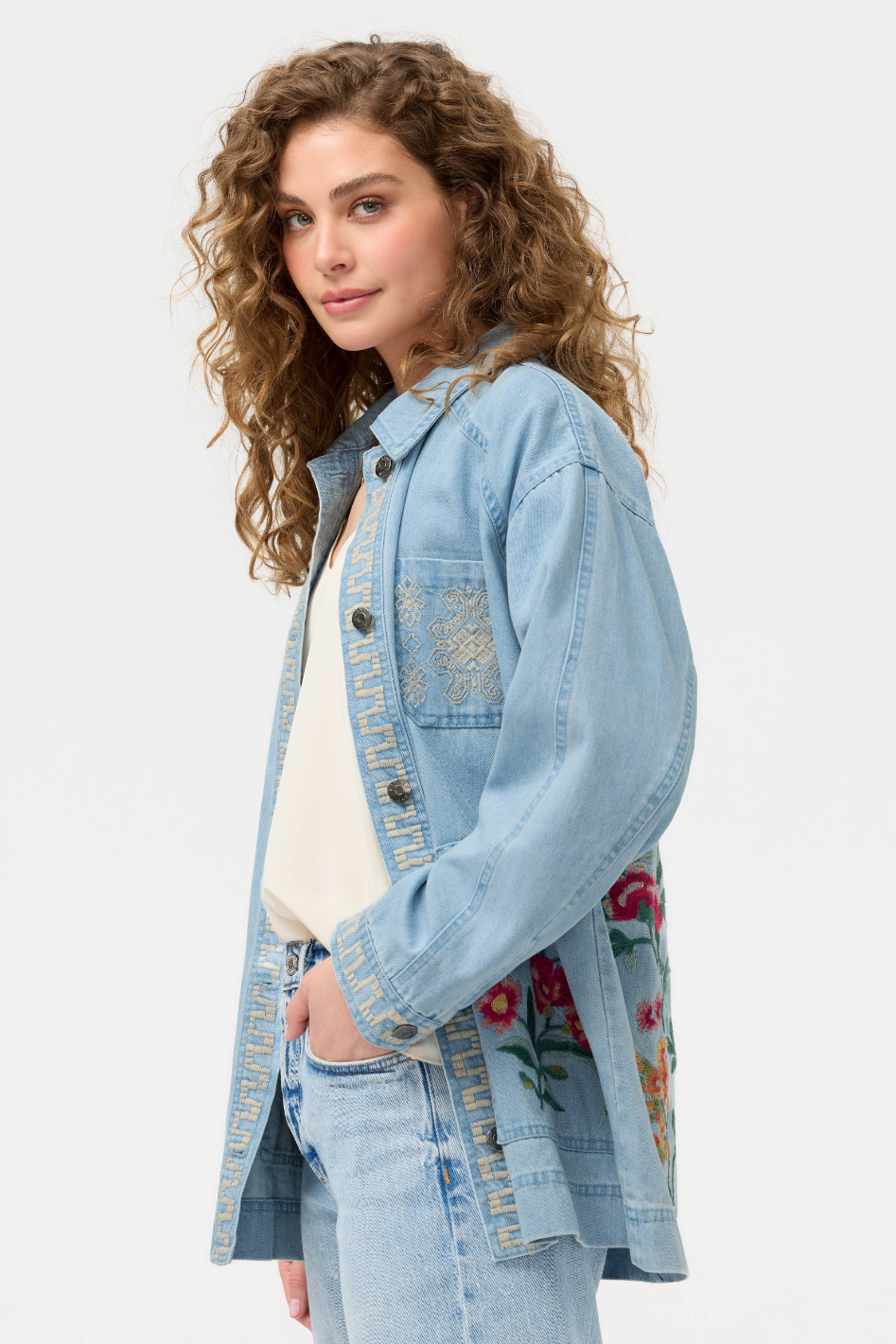 Johnny Was Oversized Denim Trucker 
