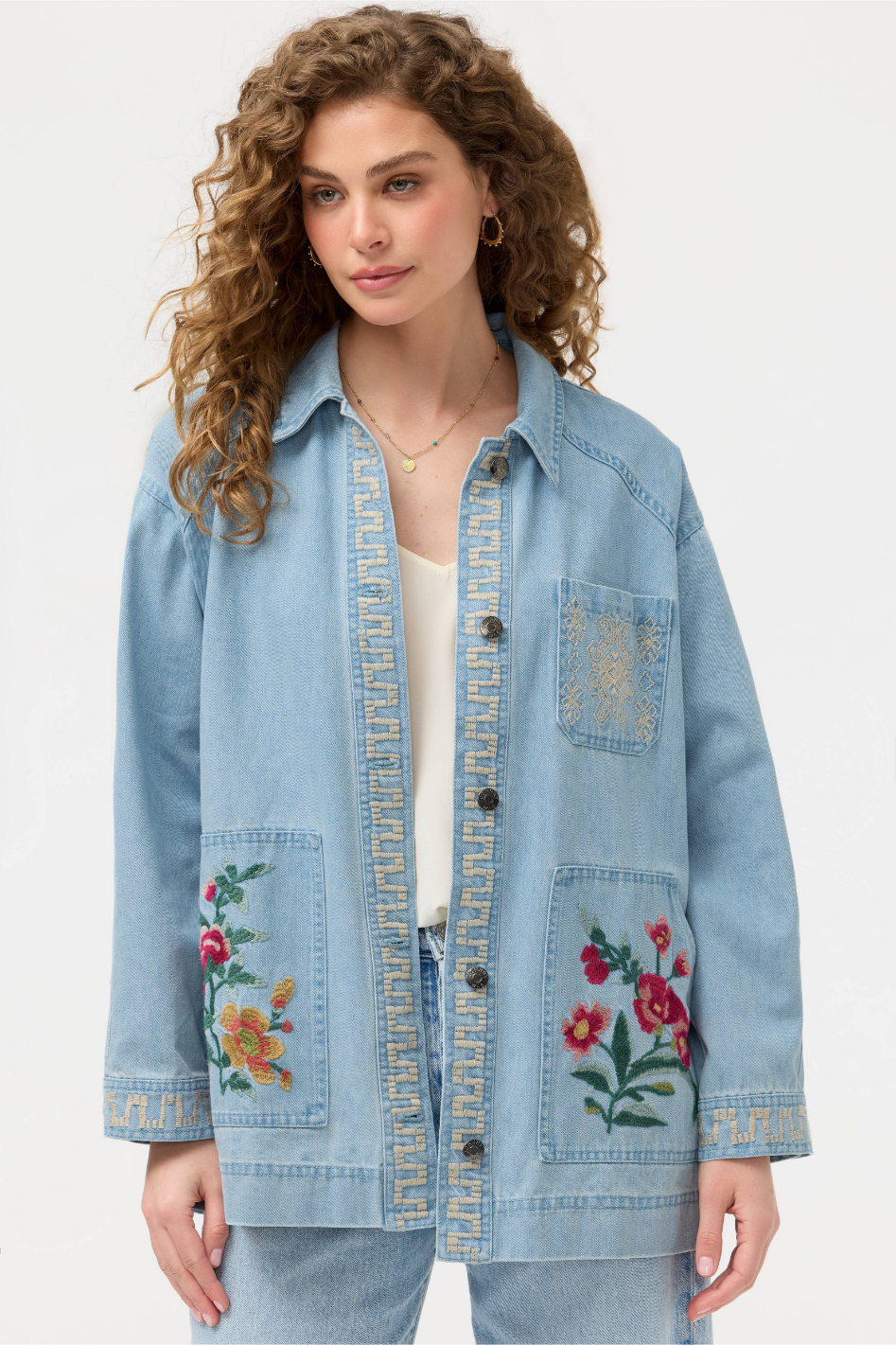 Johnny Was Oversized Denim Trucker 