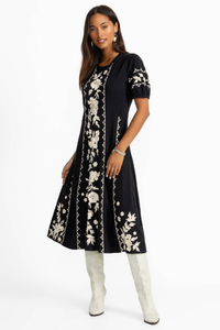 Johnny Was Seamed Knit Dress | Camille | Black | J35325-1