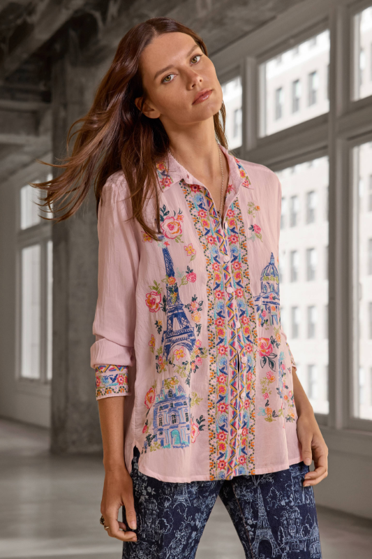 Johnny Was Sydnee Shirt | Primrose Pink | C13125-3