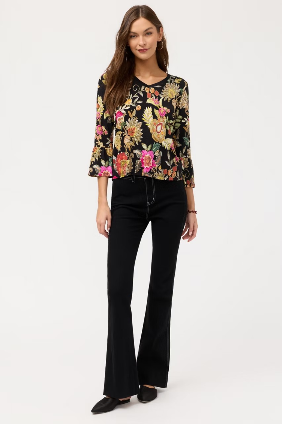 Johnny Was The Janie Favorite V-Neck Flute Sleeve Tee 