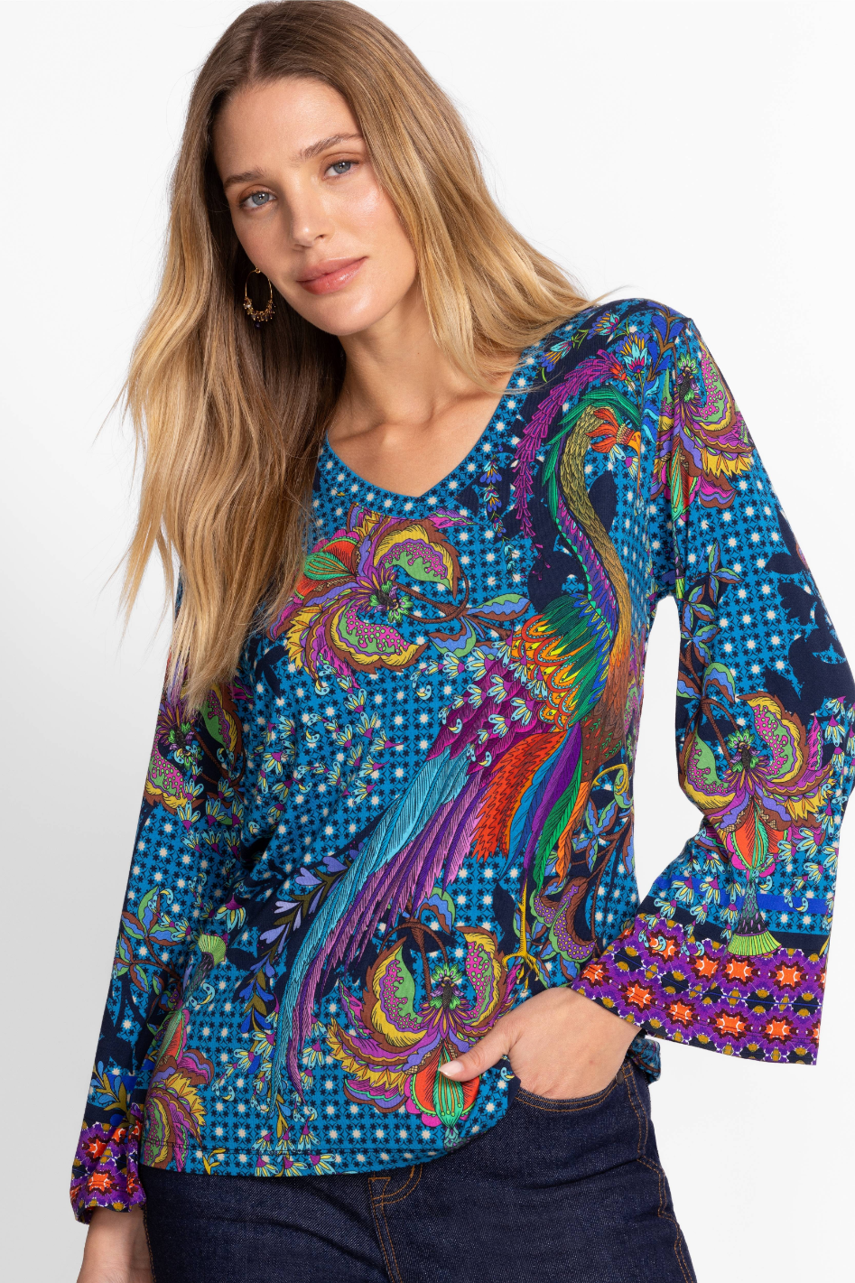 Johnny Was The Janie Favorite V-Neck Kimono Sleeve Tee