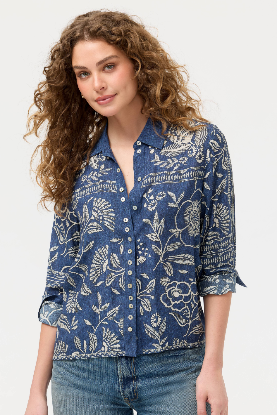 Johnny Was Button Detail Shirt | Vaelis | W19226-1