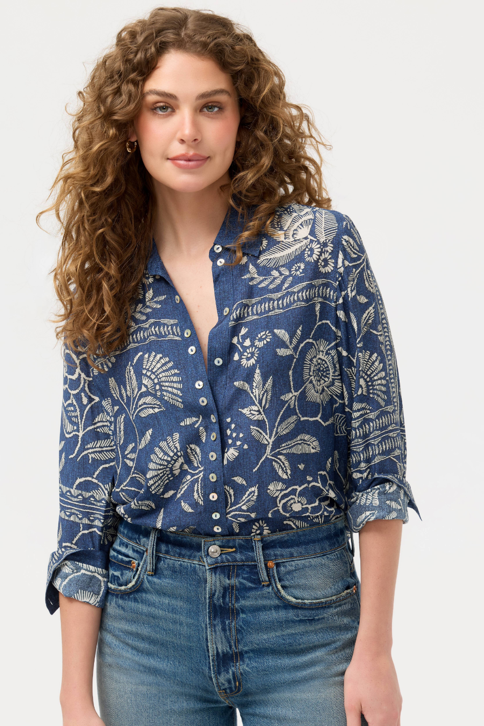 Johnny Was Button Detail Shirt | Vaelis | W19226-1