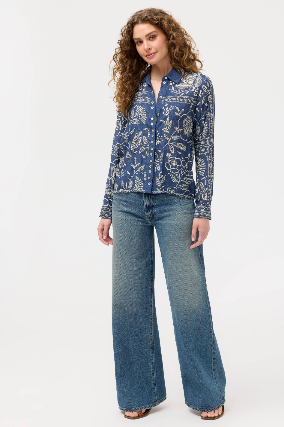 Johnny Was Button Detail Shirt | Vaelis | W19226-1