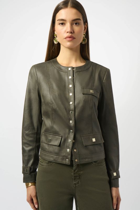 Joseph Ribkoff Foiled Faux Suede Fitted Jacket | 253935