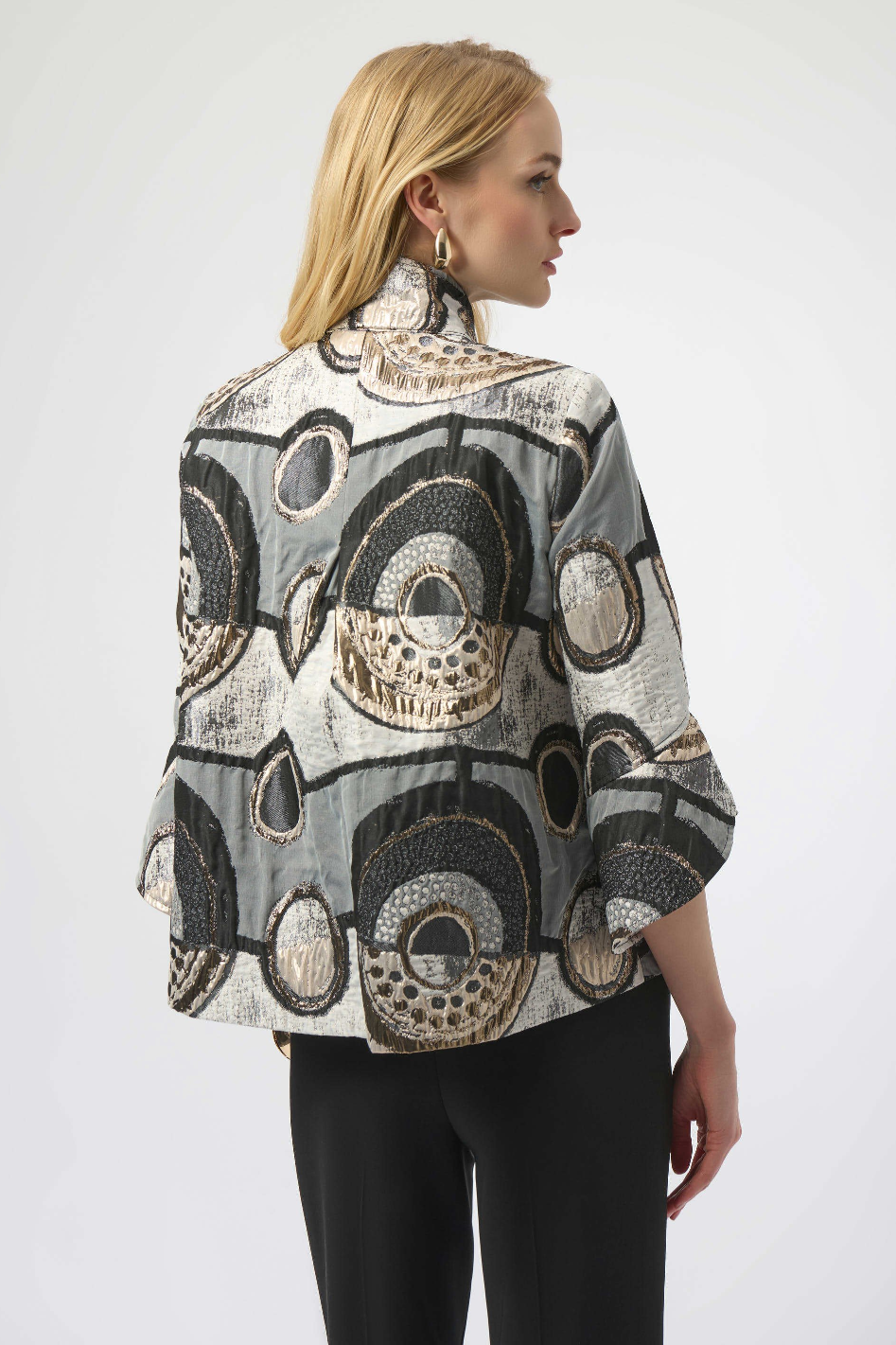 Joseph Ribkoff Abstract Jacquard Trapeze Jacket 