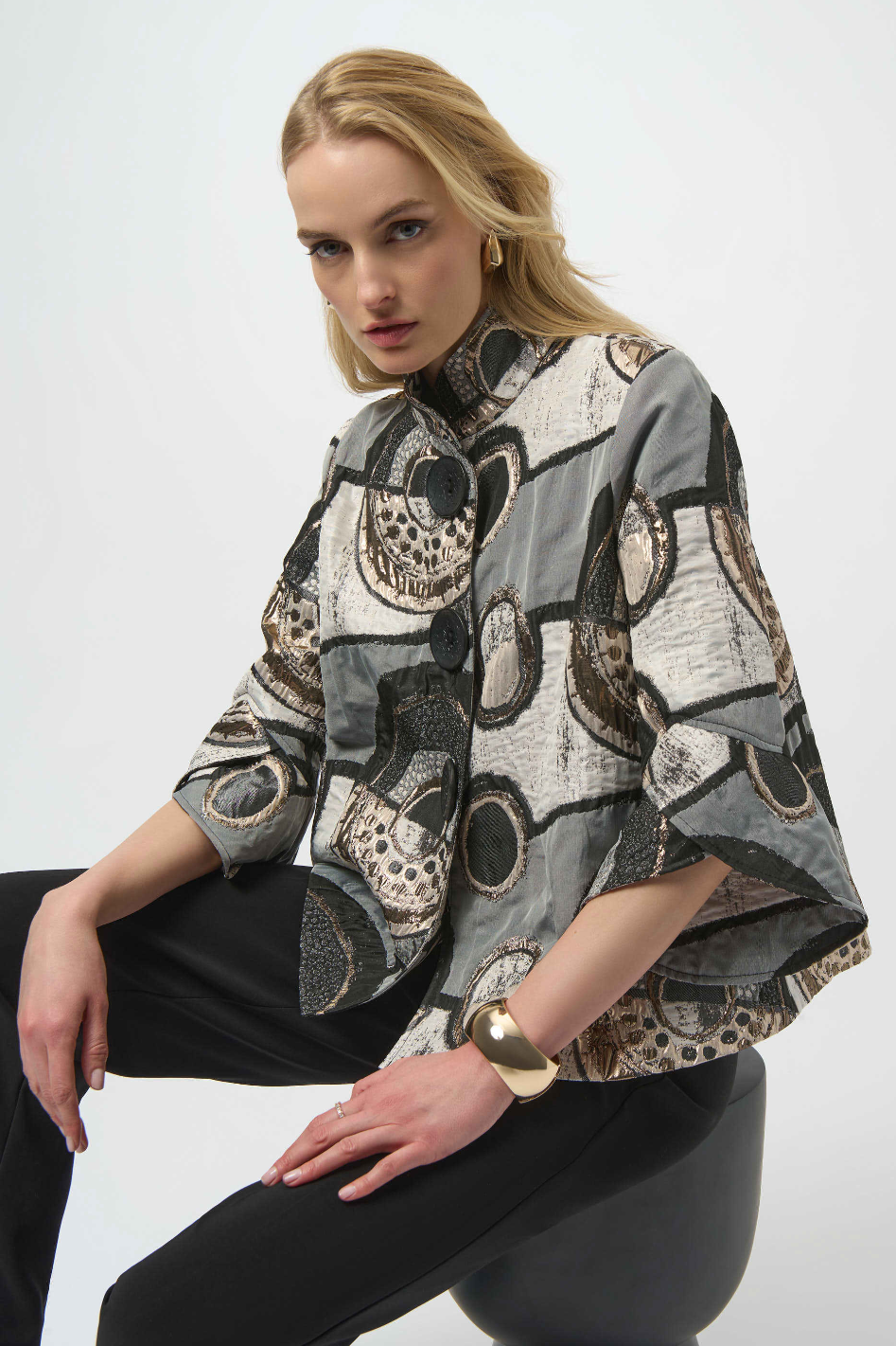 Joseph Ribkoff Abstract Jacquard Trapeze Jacket 