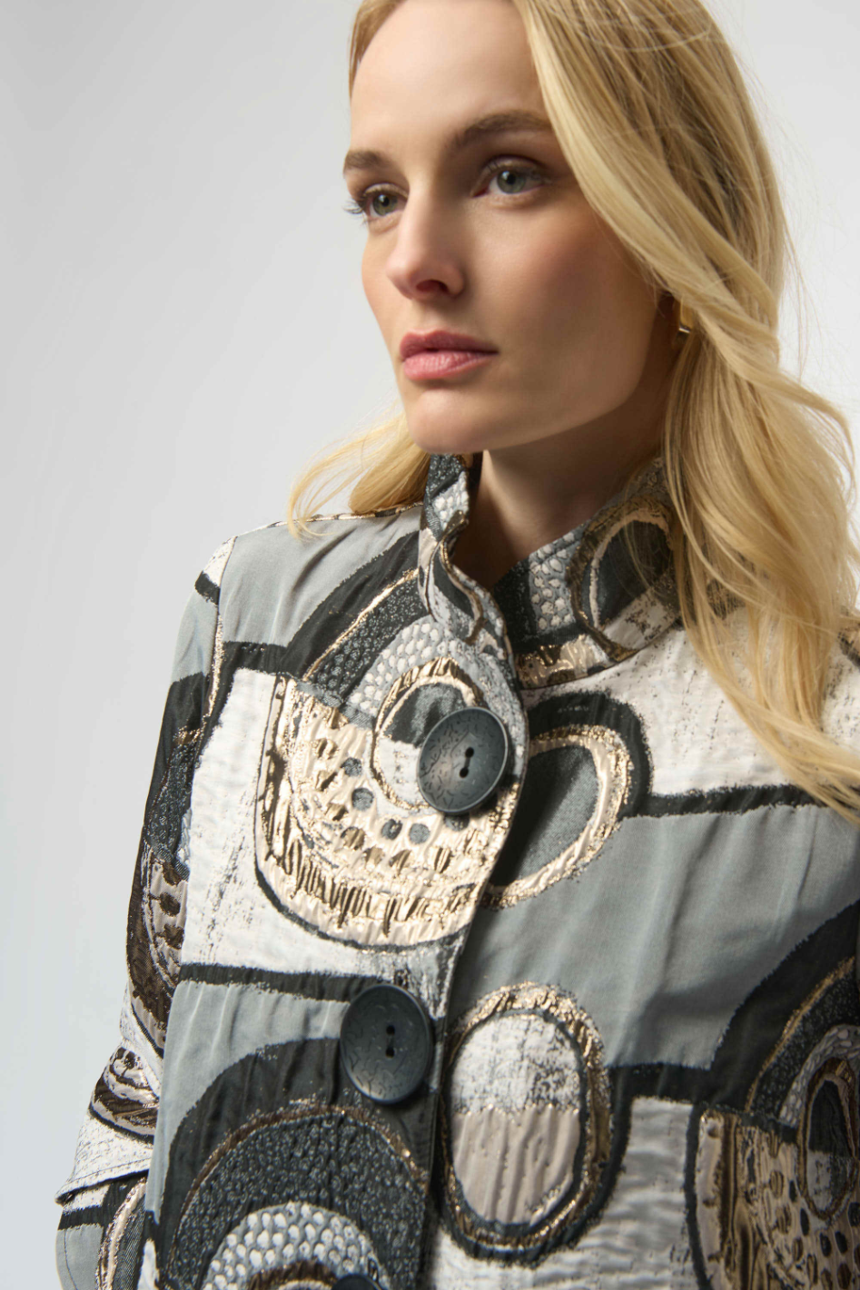 Joseph Ribkoff Abstract Jacquard Trapeze Jacket 