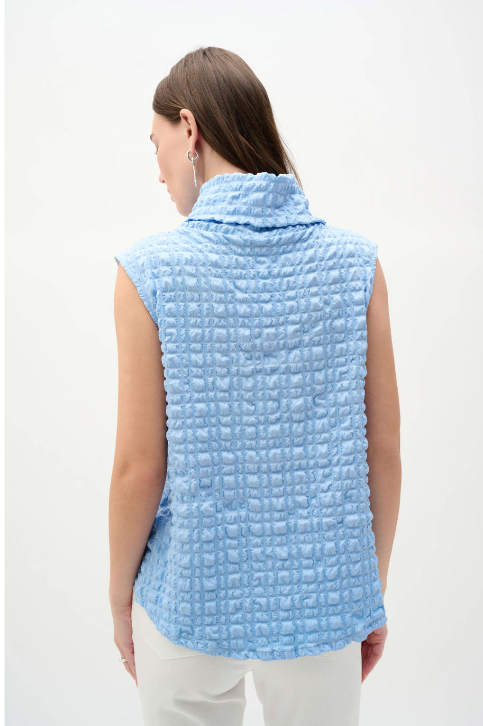 Joseph Ribkoff Bubble Jacquard Top With Cowl Collar | Sky Blue | 262091