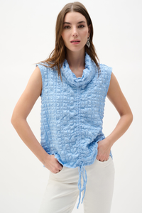 Joseph Ribkoff Bubble Jacquard Top With Cowl Collar | Sky Blue | 262091