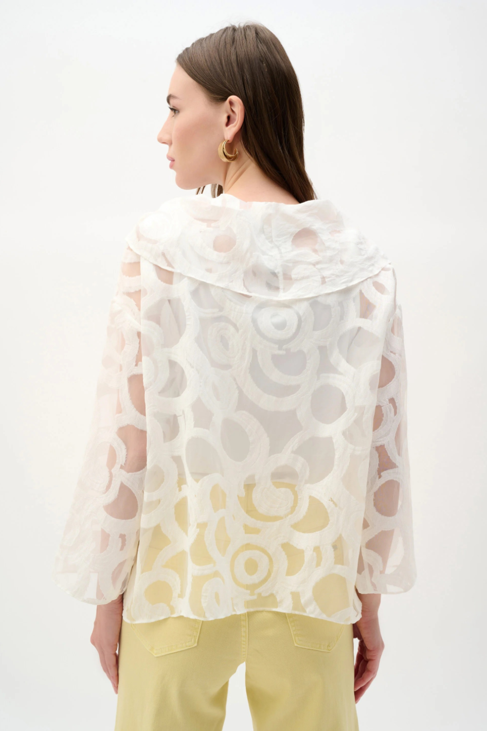 Joseph Ribkoff Burnout Woven Top With Cowl Neck
