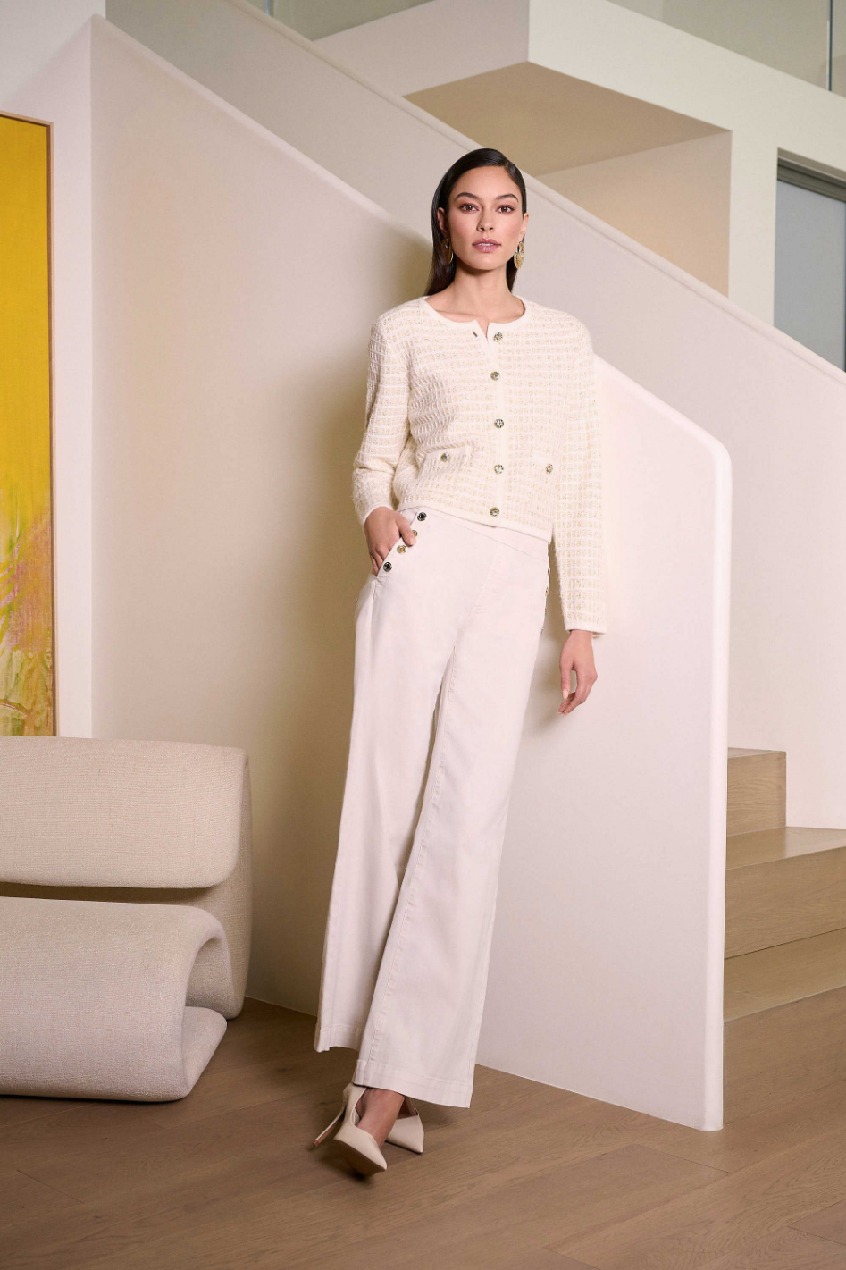 Joseph Ribkoff Classic Wide Leg Pull-On Jeans | Birch | 254919