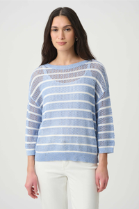 Joseph Ribkoff Cotton Blend Stripe Sweater | Light Cornflower/Vanilla | 271956