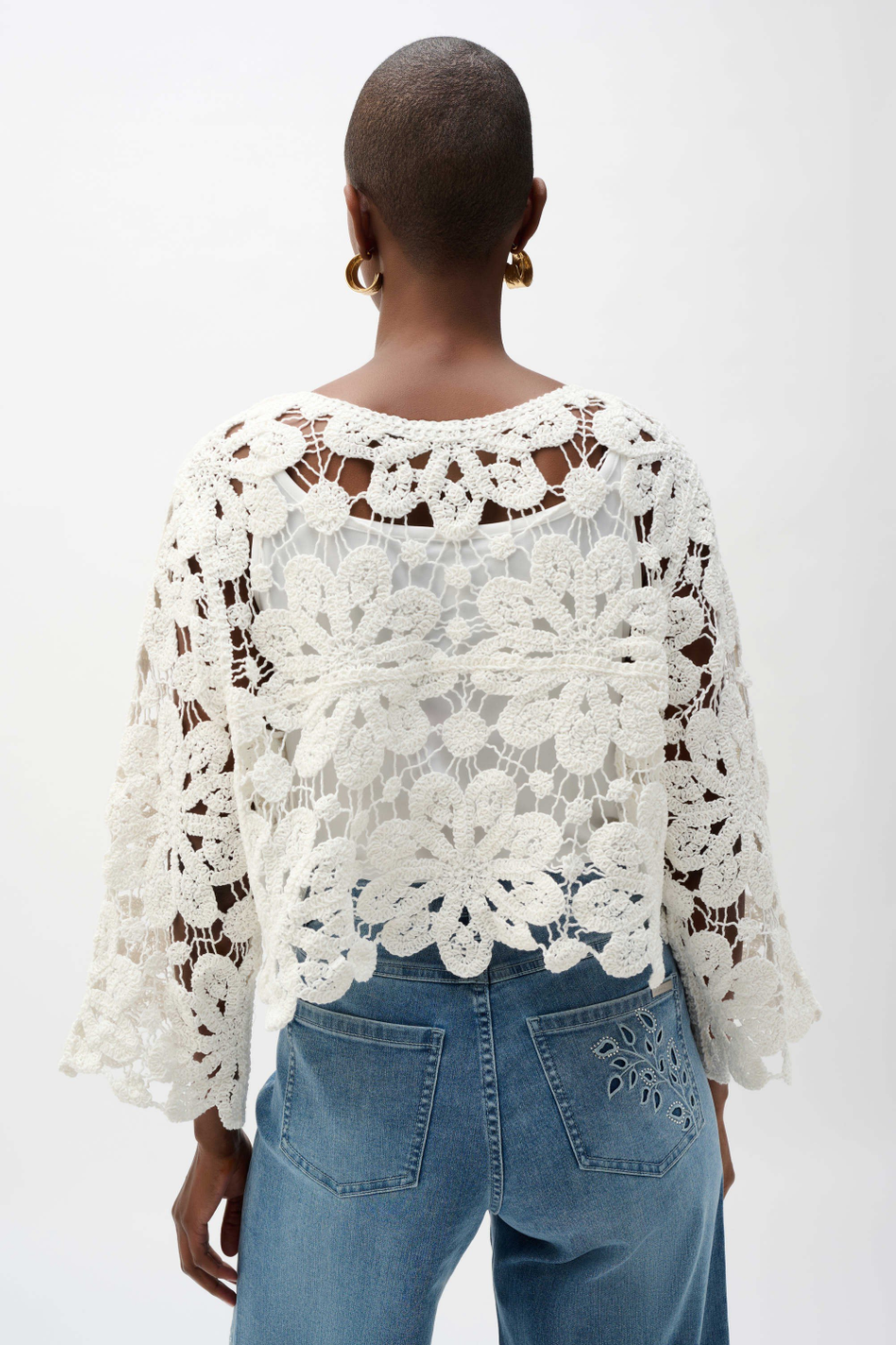 Joseph Ribkoff Crochet Boxy Cardigan 