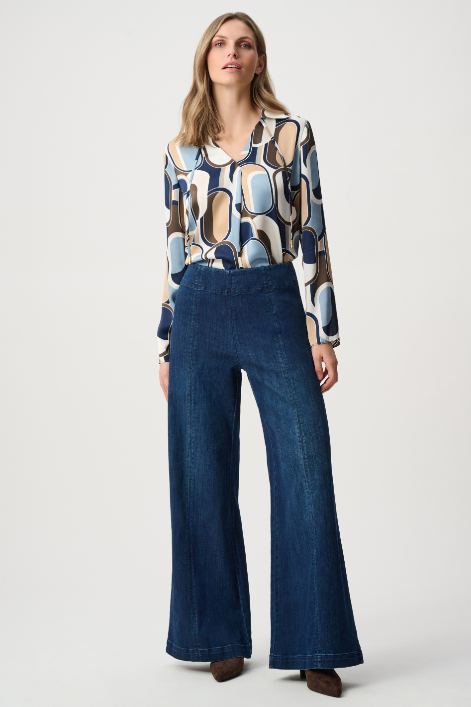 Joseph Ribkoff Denim Palazzo High-Rise Pull-On Jeans