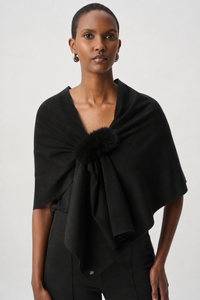 Joseph Ribkoff Faux Fur Draped Cover Up | Black | 264953
