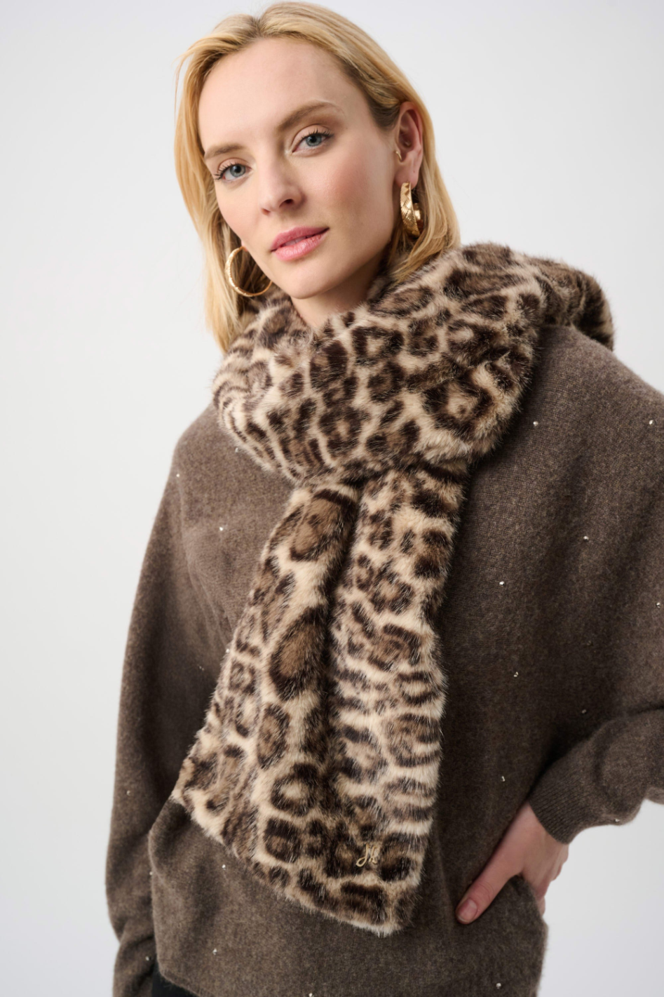 Joseph Ribkoff Faux Fur Leopard Print Scarf