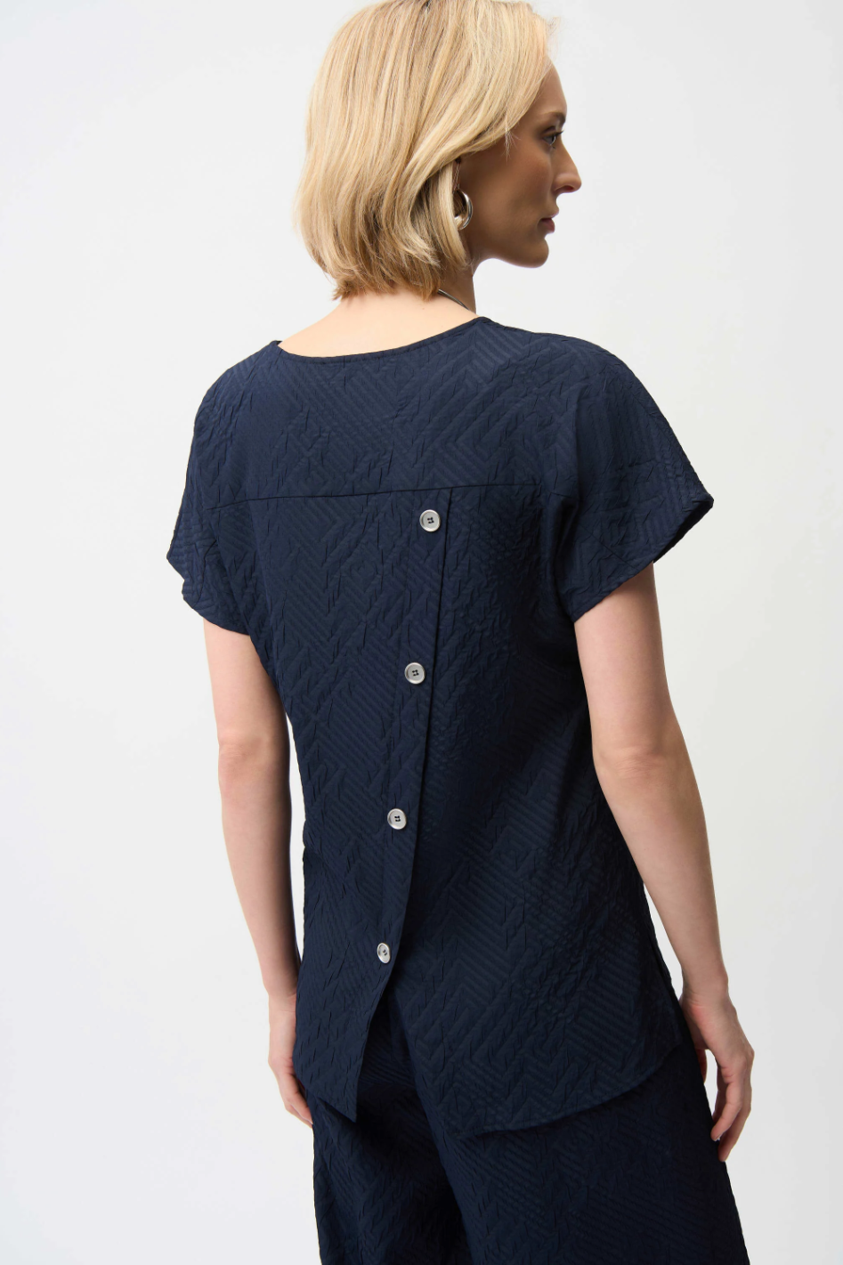 Joseph Ribkoff Geometric Textured Jacquard Top 