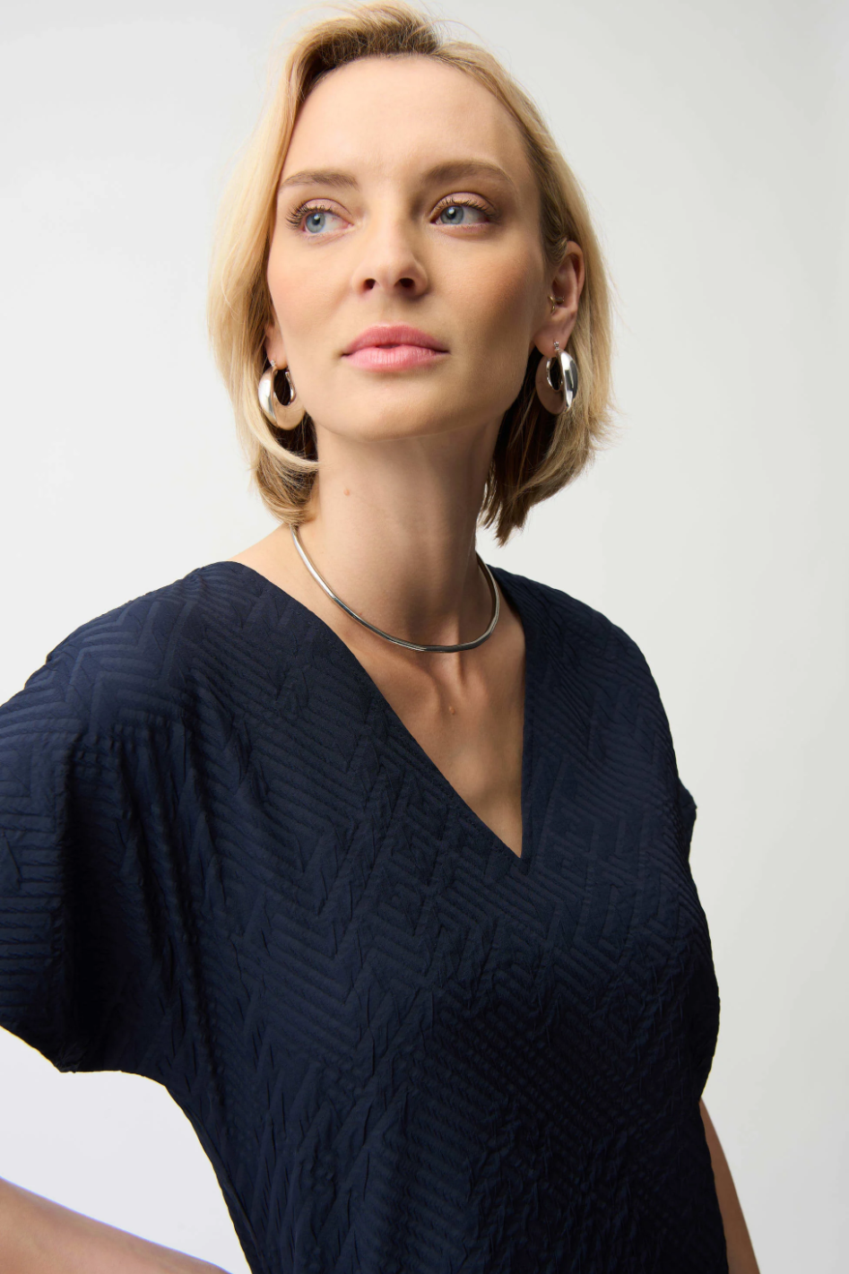 Joseph Ribkoff Geometric Textured Jacquard Top 