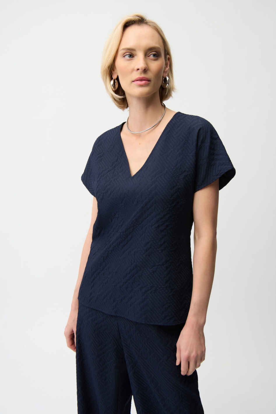 Joseph Ribkoff Geometric Textured Jacquard Top 
