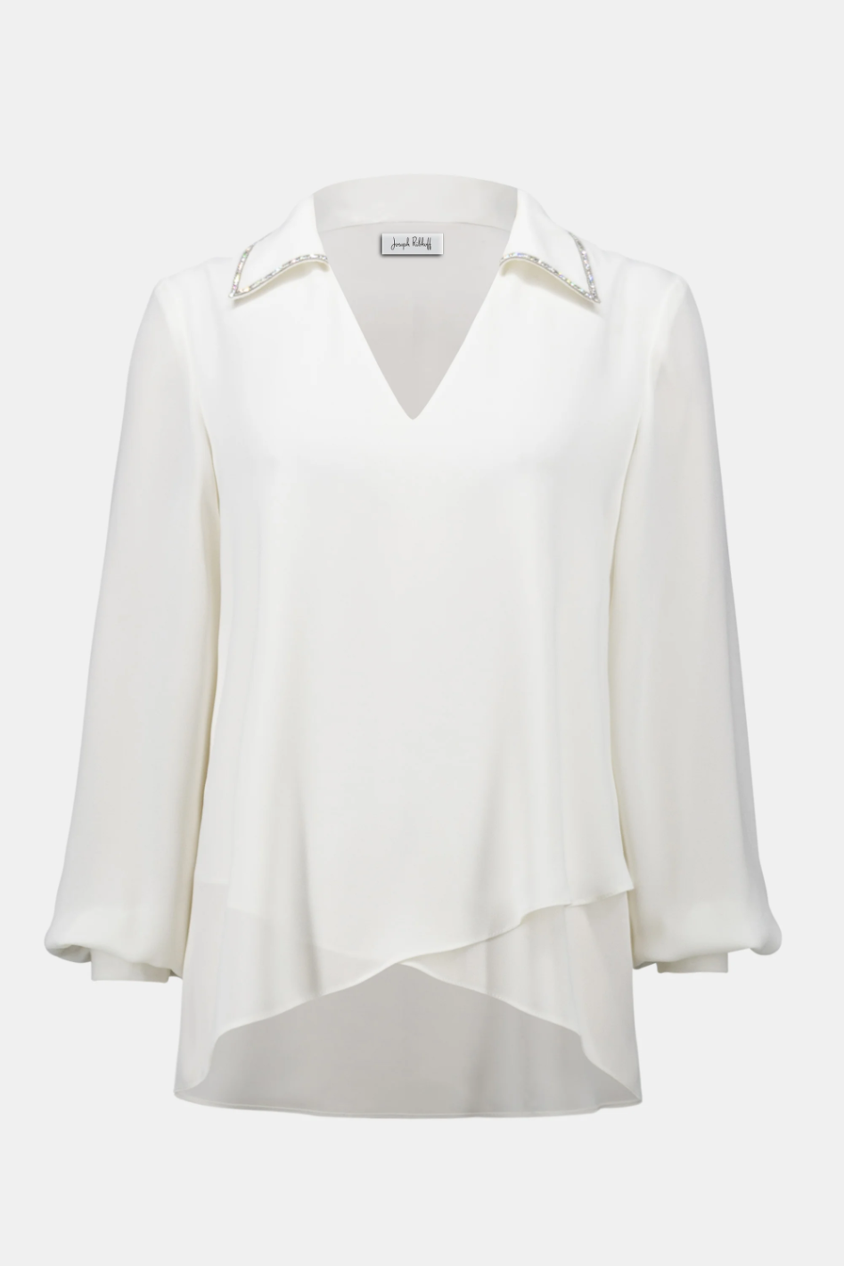 Joseph Ribkoff Georgette Flared Layered Top | Winter White | 254141