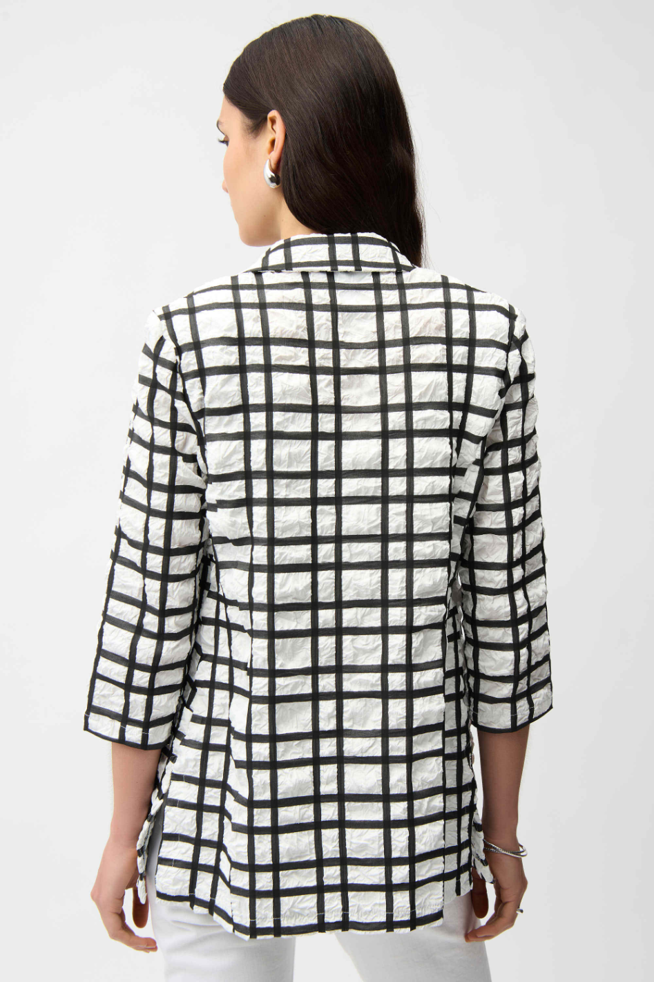 Joseph Ribkoff Jacquard Plaid Boxy Blazer