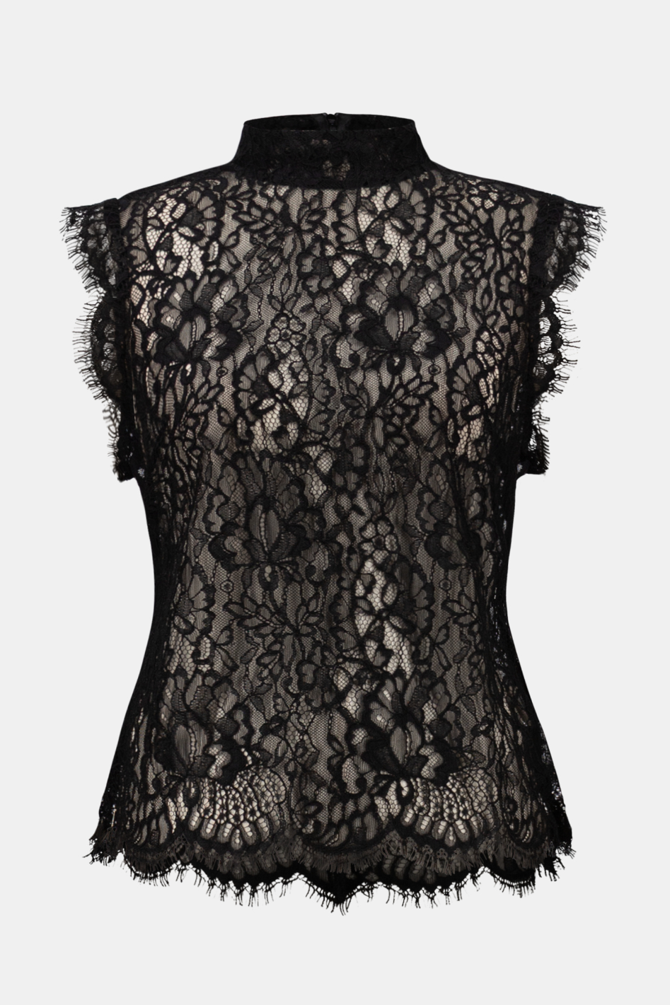 Joseph Ribkoff Lace Mock Neck Fitted Top in Black