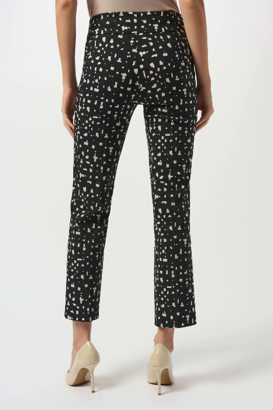 Joseph Ribkoff Millennium Abstract Print Straight Pull-On Pants | Black/Moonstone | 253097