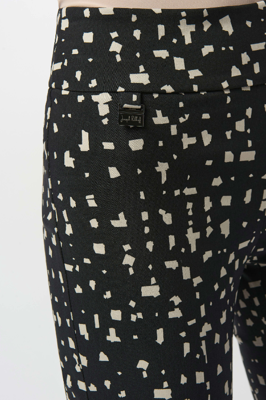 Joseph Ribkoff Millennium Abstract Print Straight Pull-On Pants | Black/Moonstone | 253097