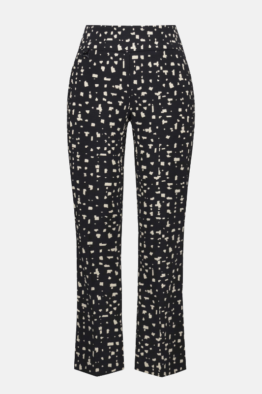 Joseph Ribkoff Millennium Abstract Print Straight Pull-On Pants | Black/Moonstone | 253097