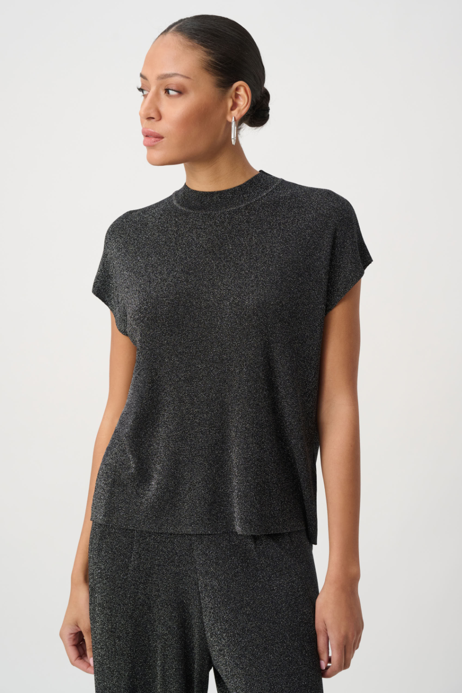 Joseph Ribkoff Mock Neck Lurex Sweater Top