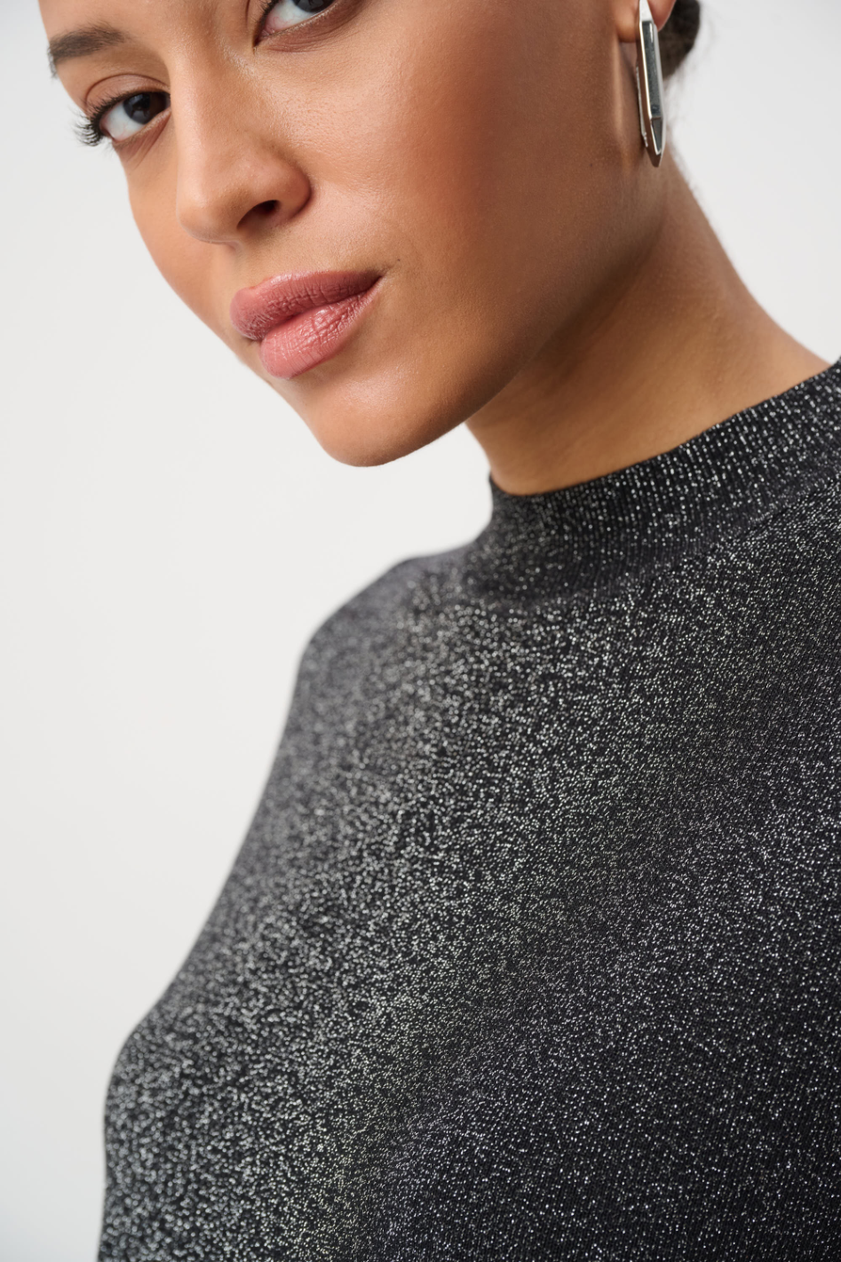 Joseph Ribkoff Mock Neck Lurex Sweater Top