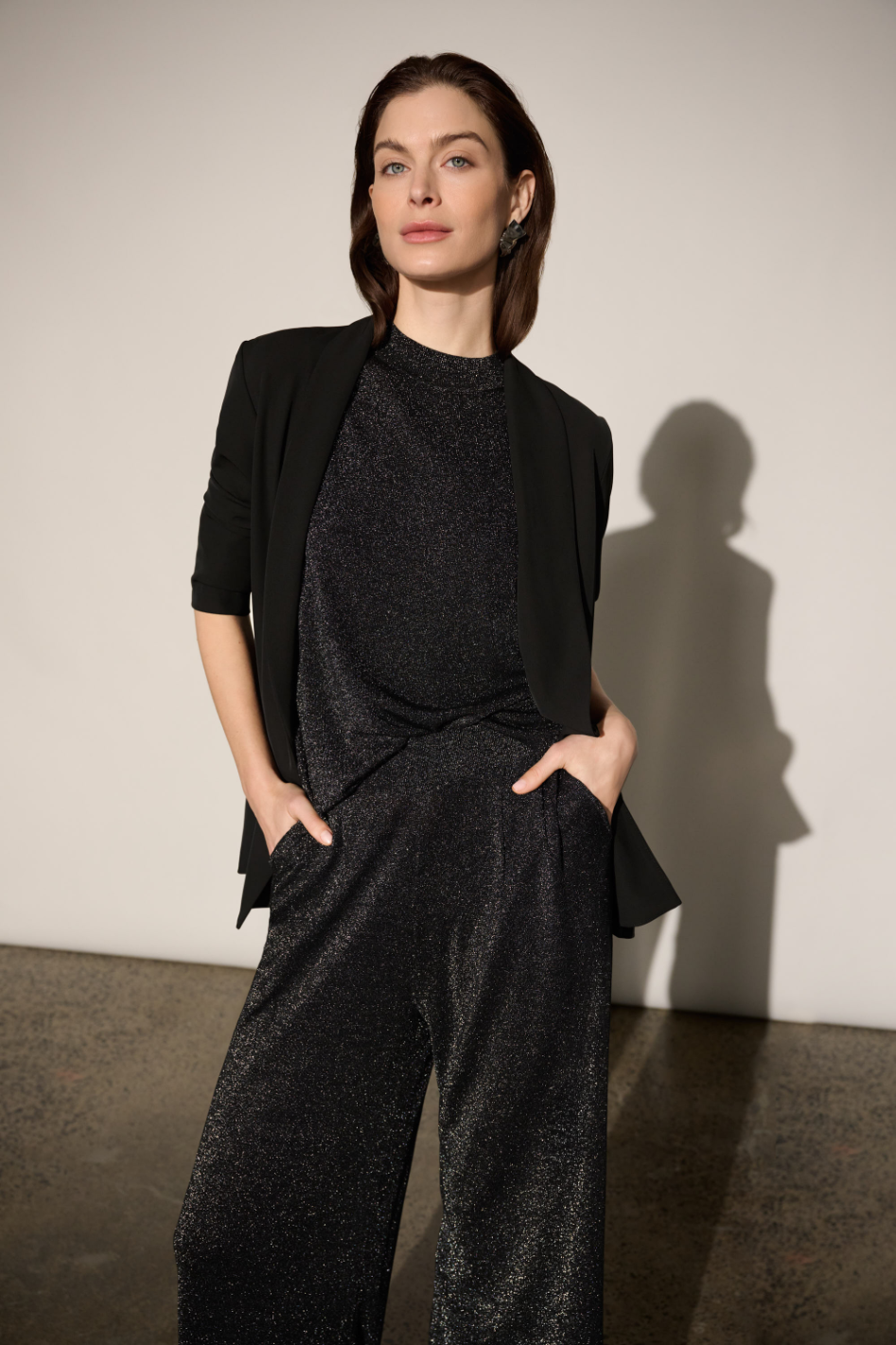 Joseph Ribkoff Mock Neck Lurex Sweater Top