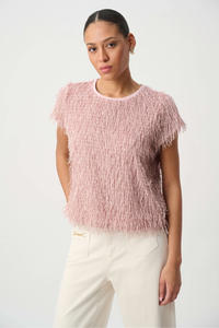 Joseph Ribkoff Novelty Fringe Top | Soft Blush | 264208