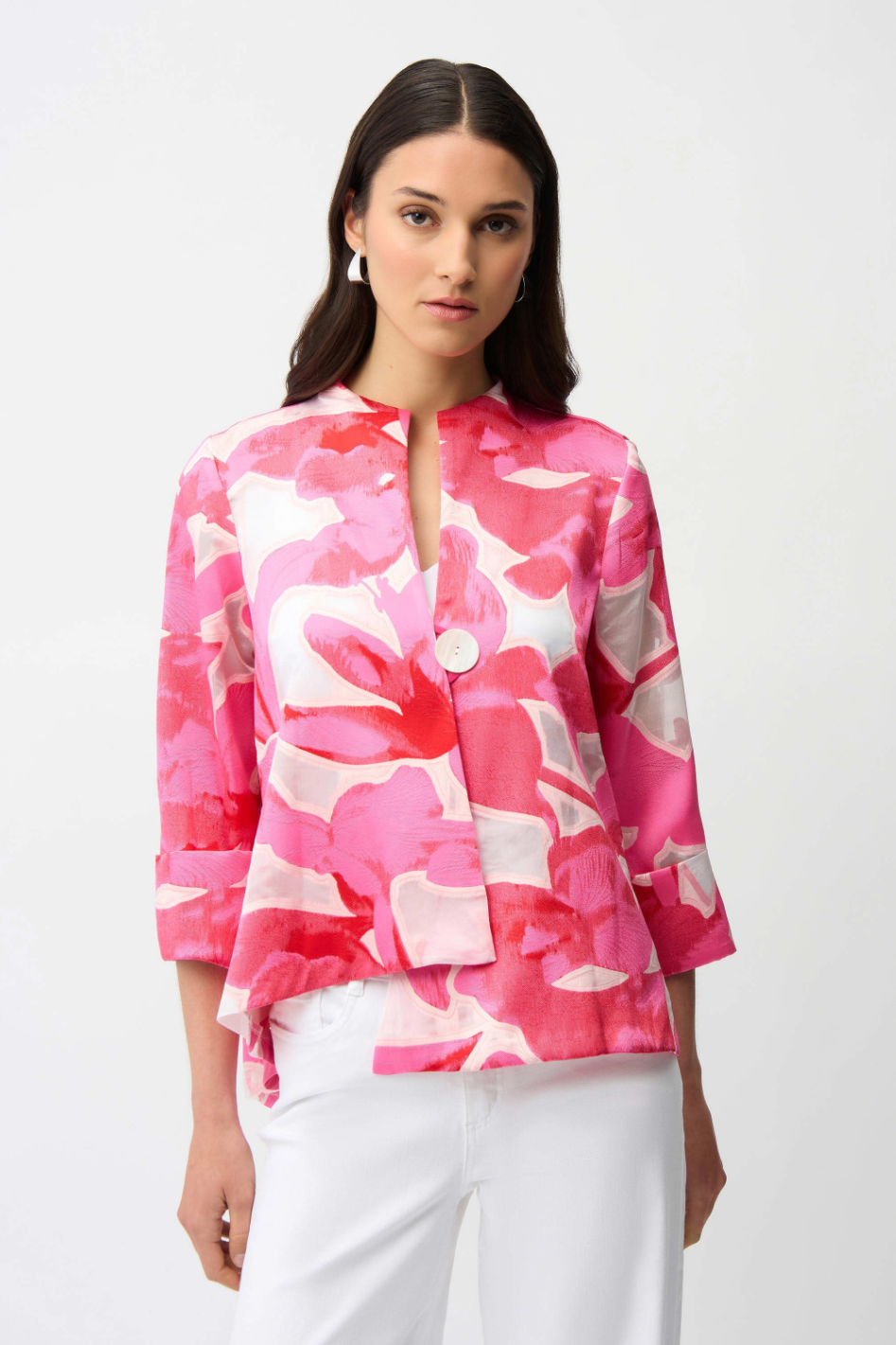 Joseph Ribkoff Novelty Jacquard Floral Print Swing Jacket 