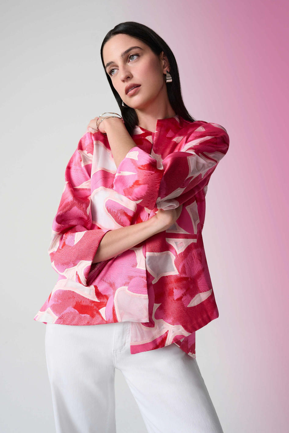 Joseph Ribkoff Novelty Jacquard Floral Print Swing Jacket 