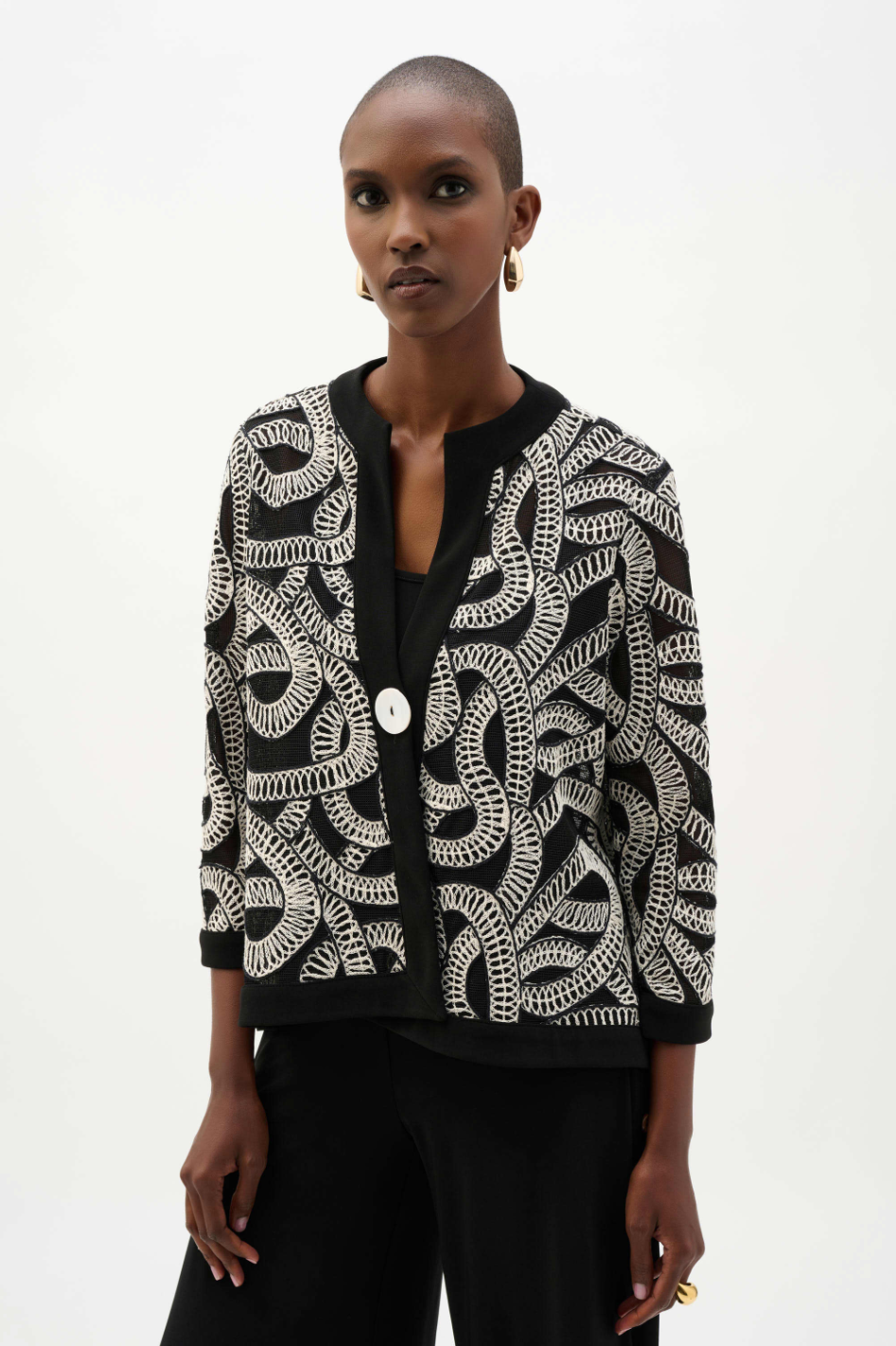 Joseph Ribkoff Novelty Mesh Abstract Print Swing Jacket