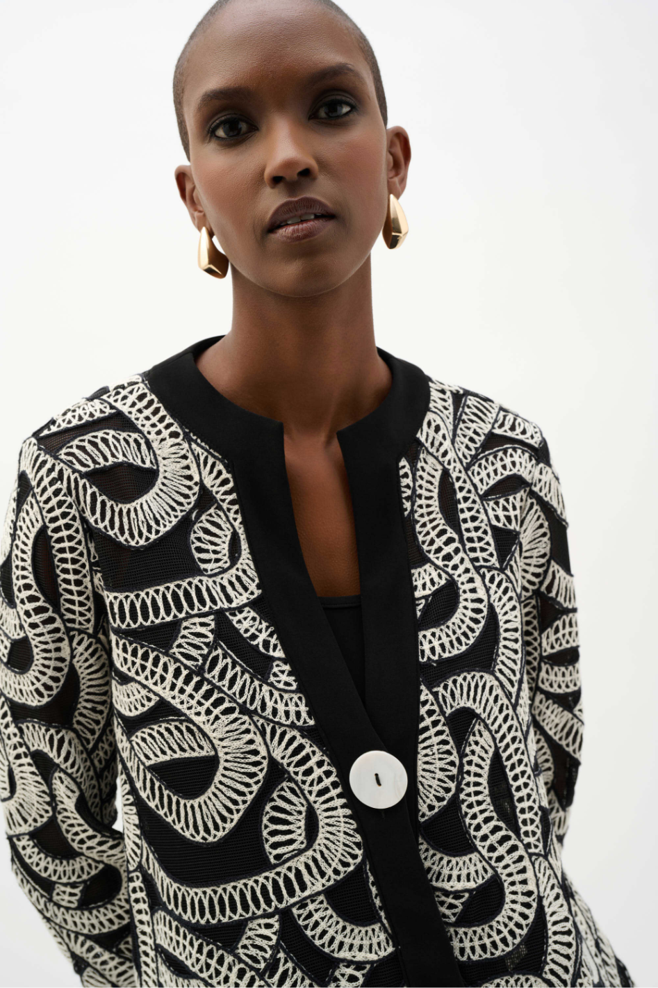 Joseph Ribkoff Novelty Mesh Abstract Print Swing Jacket