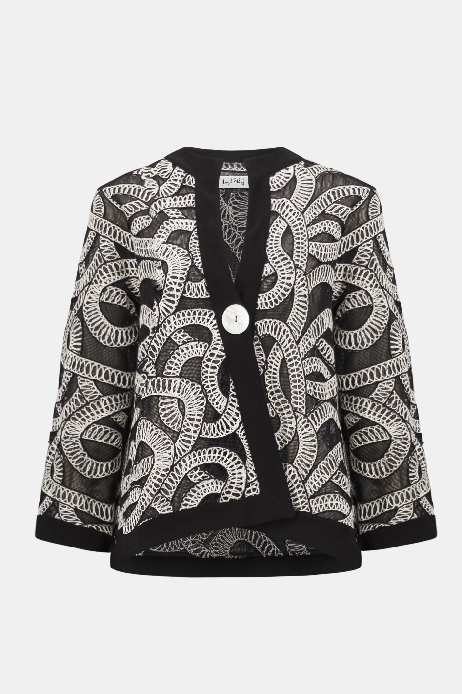 Joseph Ribkoff Novelty Mesh Abstract Print Swing Jacket