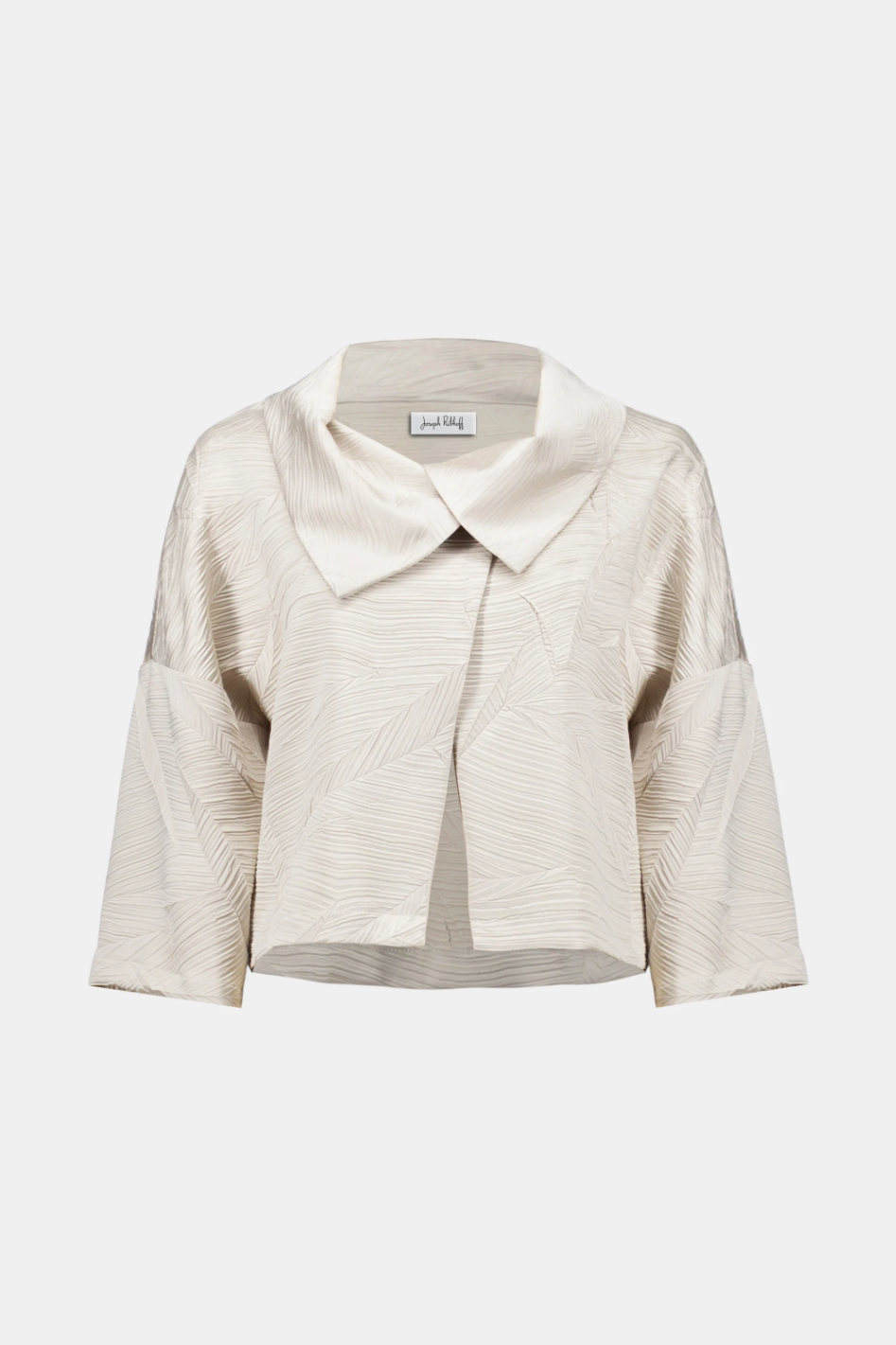 Joseph Ribkoff Pleated Satin Boxy Jacket With Overlay Collar 