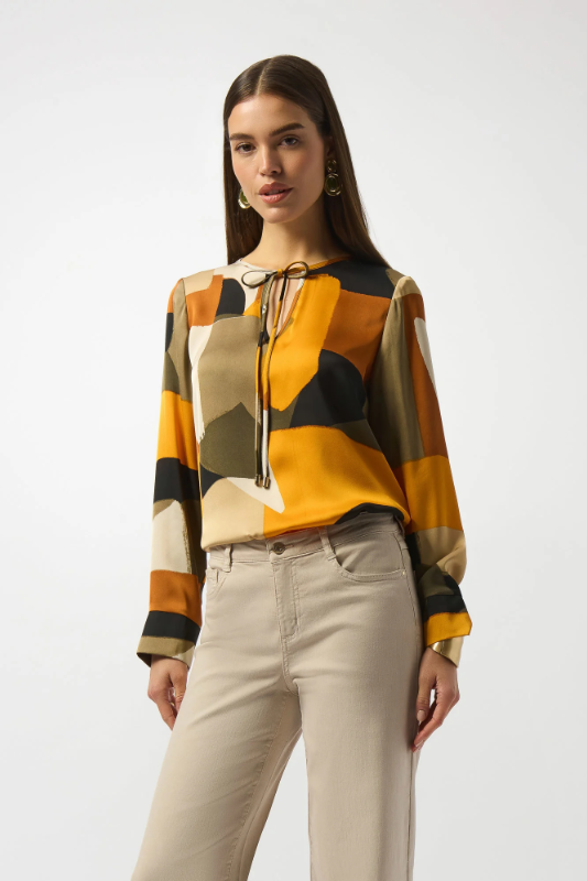 Joseph Ribkoff Recycled Satin Abstract Print Straight Tunic