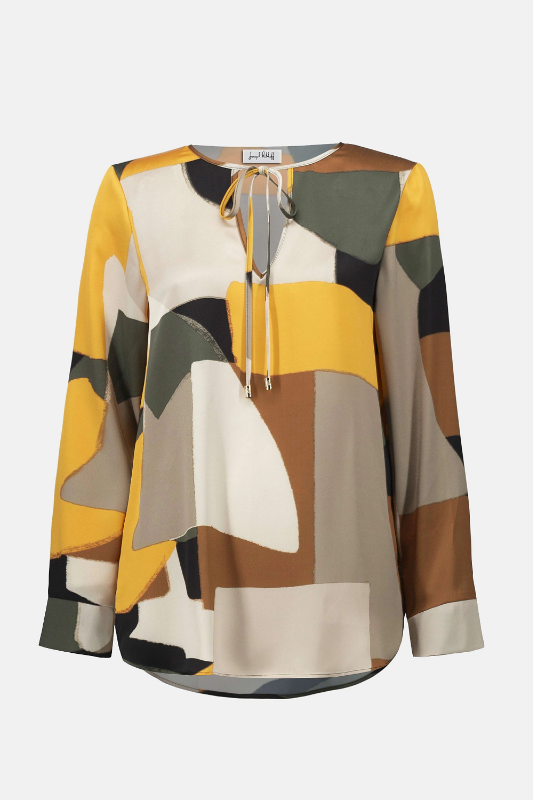Joseph Ribkoff Recycled Satin Abstract Print Straight Tunic