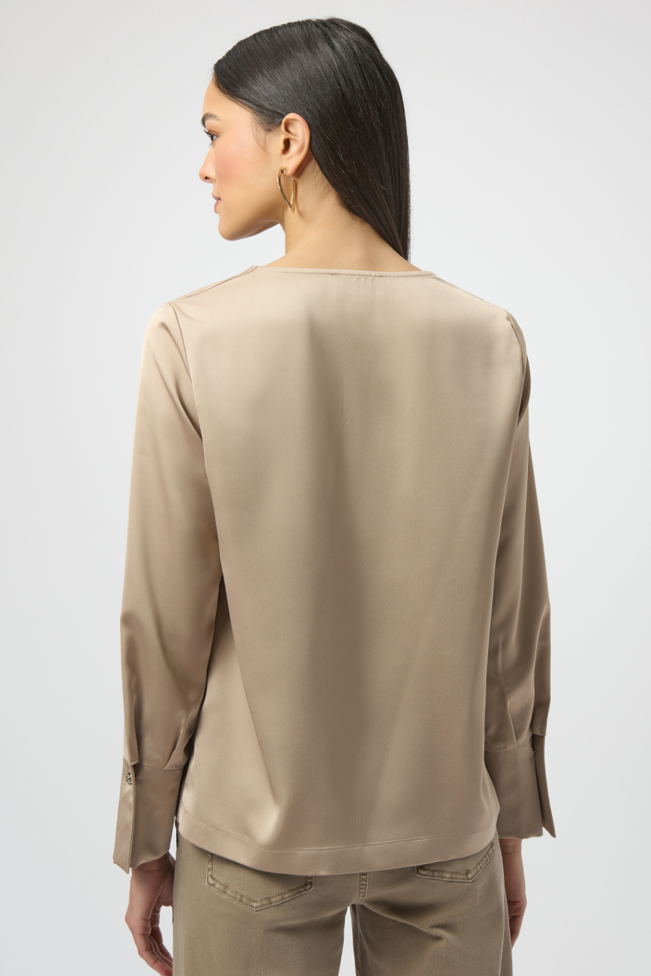 Joseph Ribkoff Recycled Satin Straight Top in Fawn