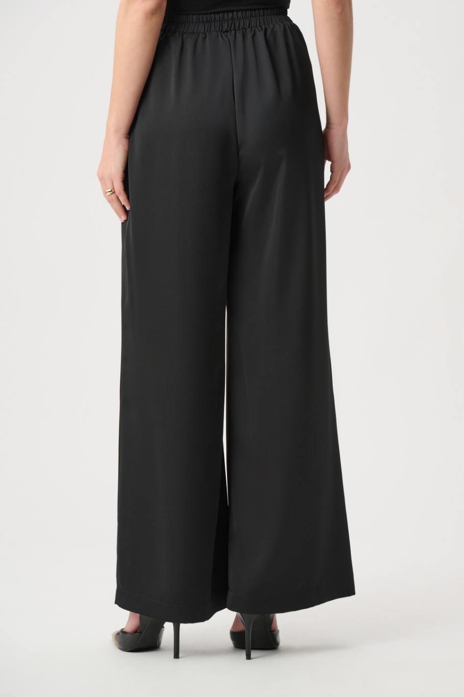 Joseph Ribkoff Recycled Satin Wide-Leg Pants in Black