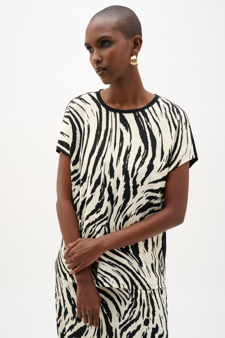Joseph Ribkoff Recycled Woven Animal Print Top