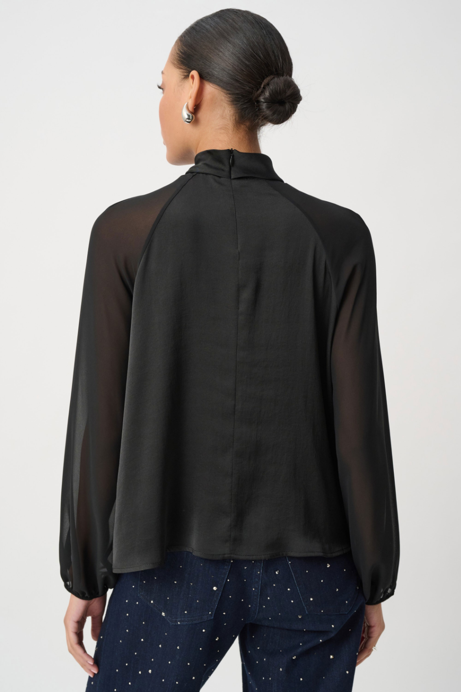 Joseph Ribkoff Satin Top With Chiffon Sleeves 