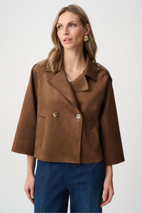 Joseph Ribkoff Scuba Suede Boxy Jacket | Brown | 263000