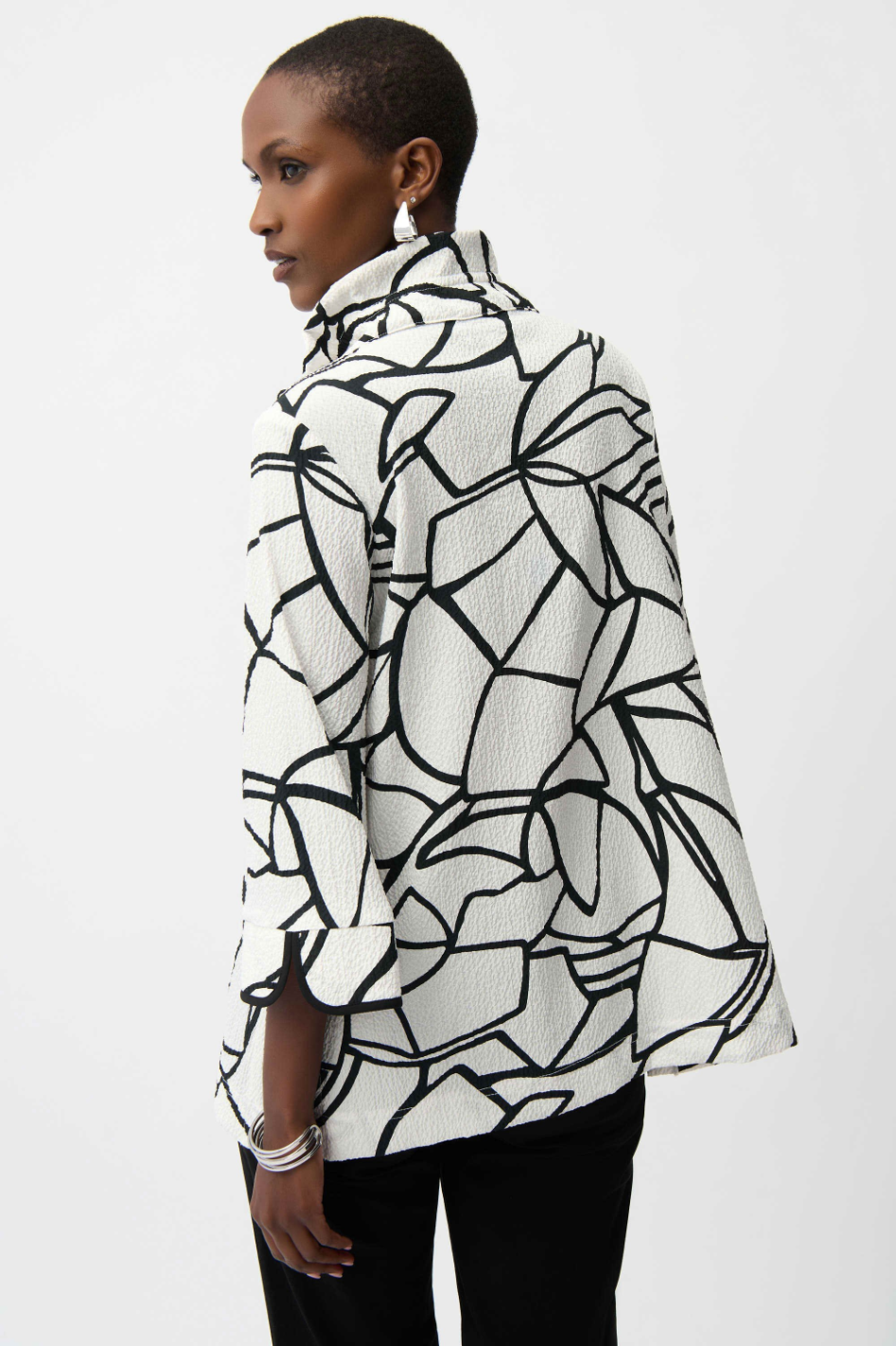 Joseph Ribkoff Seersucker Abstract Print Trapeze Jacket 